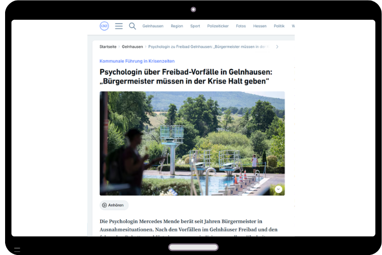Mercedes Mende als Krisenexpertin in der Gelnhäuser ZEitung